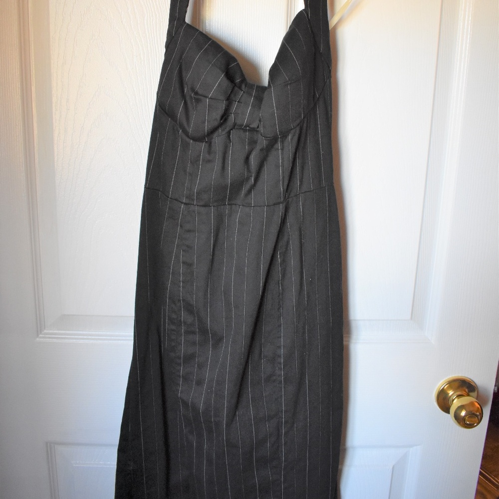 Pinstripe Black Halter Dress
